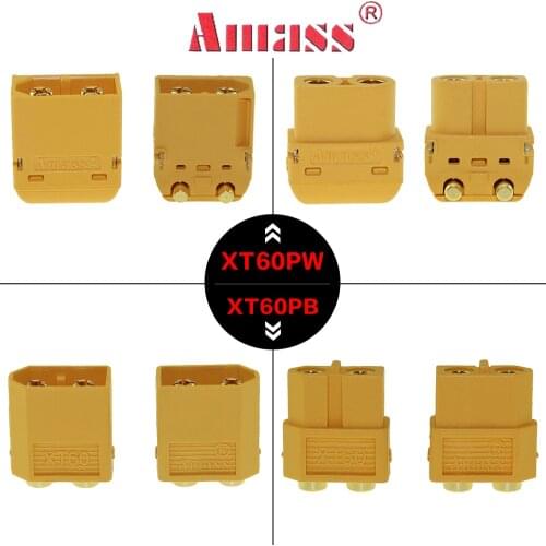 Amass 5 Pairs XT60PB XT60PW XT60 Connector Plug Upgraded Female & Male Heat Shrink Gold Plated For RC Parts