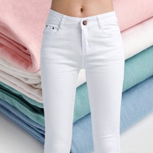 White high waist jeans women autumn jeans woman skinny slim OL office lady denim pencil pants female jeans femme trousers