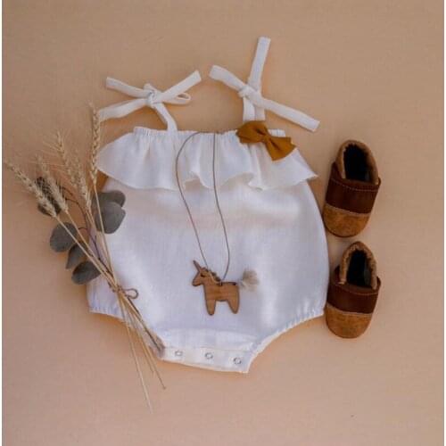 Newborn Infant Baby Girls Bodysuit Summer ruffles lace strap Jumpsuit Casual Sleeveless Backless Solid Outfits Children Clothes