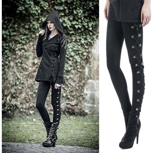 Pants women punk style pencil pants trousers women black clothes skinny leggings femme