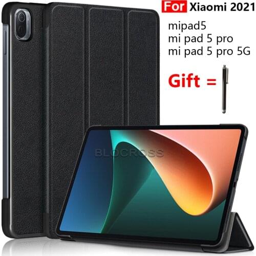 Tablet Case for Xiaomi Mipad5 2021 Leather Magnet Smart Stand Cover for Mipad 5 Pro 5G 2021 11 inch Tablet Protective Shell+Pen
