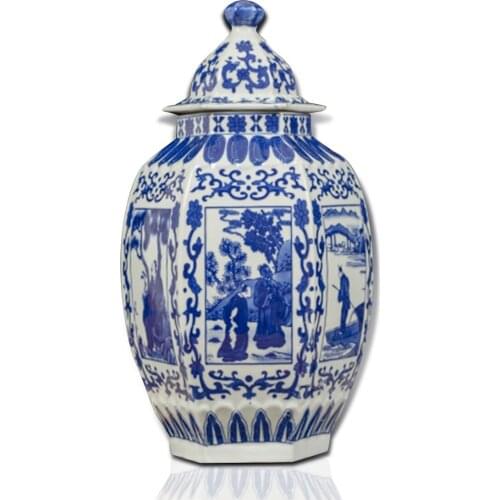 Jingdezhen Ceramics temple jar New Chinese Style Hand Painted blue and white porcelain Ginger jar vase