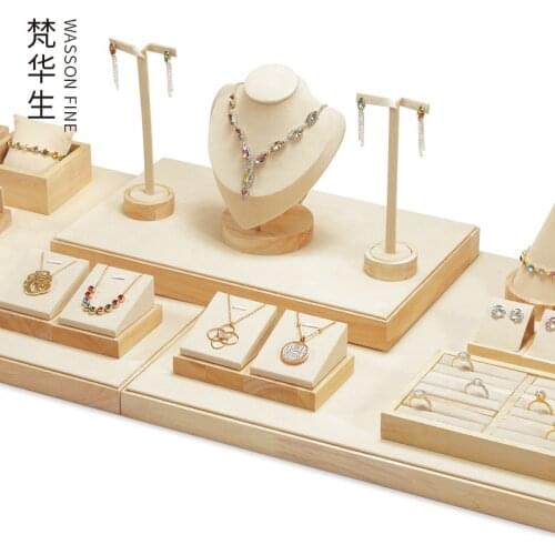 Solid Wood jewelry display props jewelry display tray ring bracelet necklace earring jade storage rack