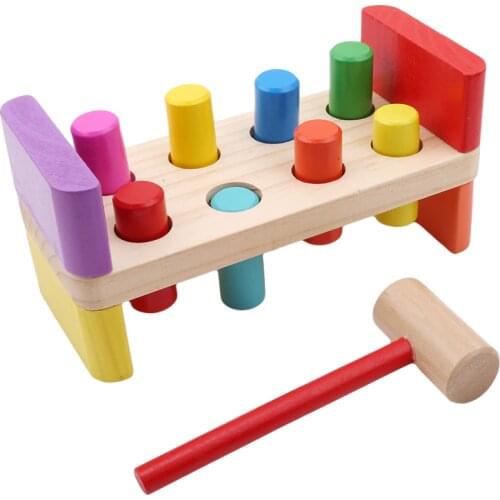 Baby Wooden Noise Maker Knock Ball Kids Hand Hammering Ball Box Kids Early Learning Educational Toys Montessor Birthday Gift