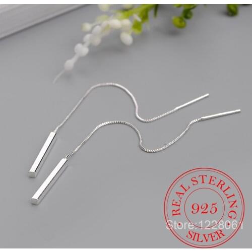 100% 925 Sterling Silver Long Drop Earrings for Women Wedding Party Gifts Sterling-silver-jewelry pendientes