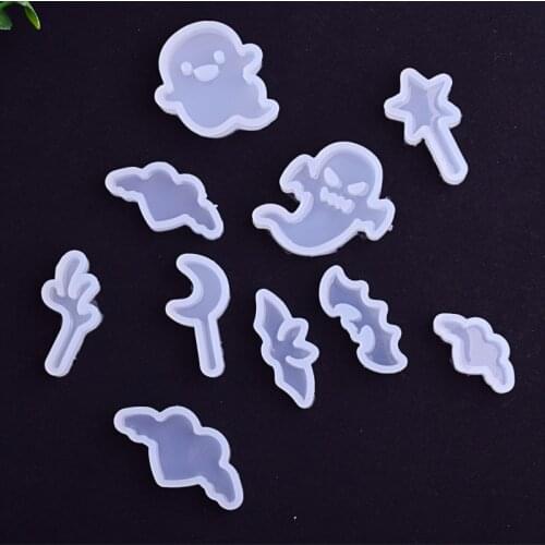 Kawaii Ghost Mould Creepy Cute Cabochon Making Spooky Halloween Decoden Clear Resin Mold Silicone Flexible Resin Art Supplies