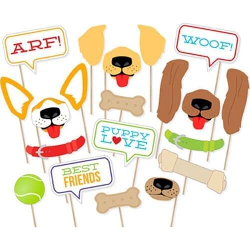 20pcs/set Pet Theme Party Decorations DIY Puppy Dogs Photo Booth Props ARF Pets WOOF Photobooth Props Party Supplies