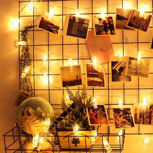 Card Photo Clip String Lights Battery LED New Year Christmas Clothespin Lamp Holiday Party Wedding Decoration Fairy lights