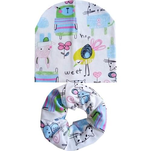 Cotton Baby Hat for Girls Boys Hat Autumn Winter Baby Hat Scarf Set Children Scarf collar Kids Warm Beanies Children Hats Set