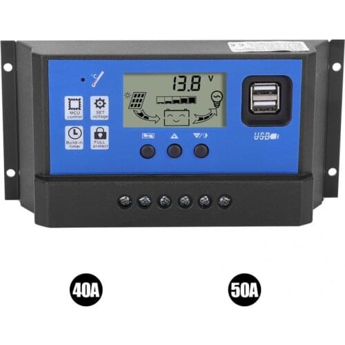 Intelligent Solar Panel Battery Regulator Charge Controller LCD Display with Dual USB Port 12/24V