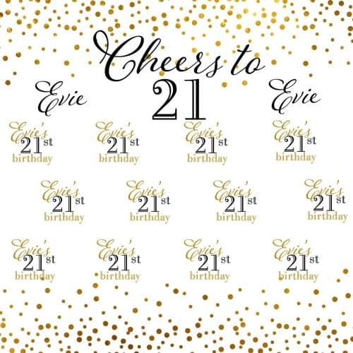 Custom Cheers 21 Birthday Gold Polka Dot photography backgrounds High quality Computer print party backdrops