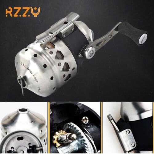 Metal Fishing Reels Ratio 3.6:1 Line Capacity 8Lb/120yds Changeable Handle Catapult Outdoor Slingshot Hunting Shooting Fish New