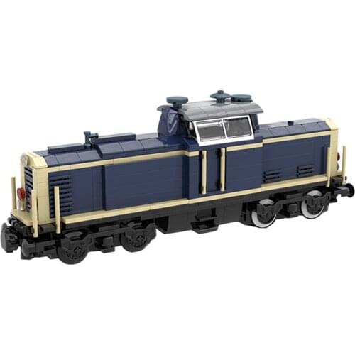 MOC V100 German Cargo Locomotive Building Blocks Model Kit Track Small Town Train Bricks DIY Idea Kids Toys Children Best Gifts