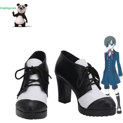 CosplayLove Anime Black Butler Ⅱ Ciel Phantomhive Black White Cosplay Shoes Long Boots Leather Custom Made