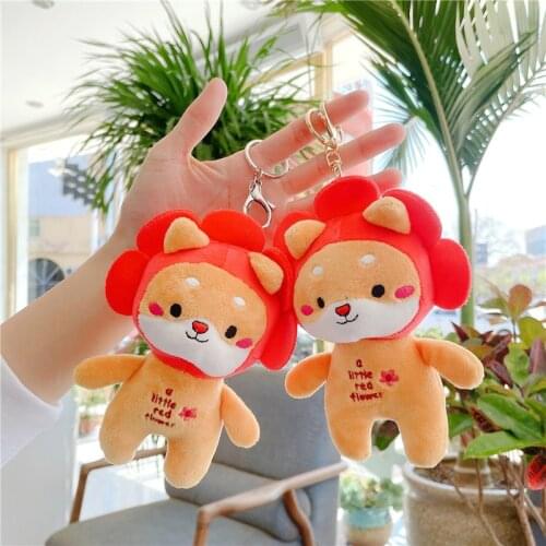 Creative Akita Dog Doll Pendant Give you a small flower Keychain Decorate good quality soft Soothing doll christmas funny gift