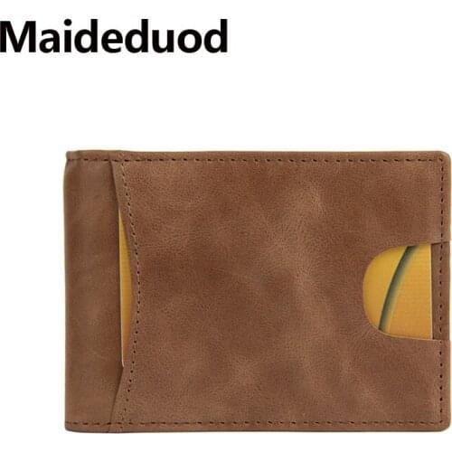 Hot sale Fashion Genuine Leather Money Clips With Credit Card ID Holders Business USD Folder Wallet Male Dollar Cash Clamp Purse