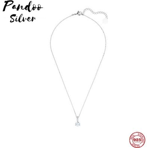 PANDOO Fashion Charm Pure 925 Silver Original 1:1 Copy, Simple Design Exquisite Wild Necklace Female Luxury Jewelry Gifts