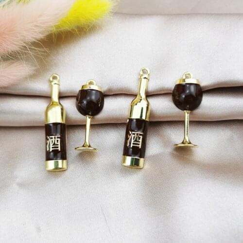 MuhNa 10Pcs Enamels Red Wine Glass Charms Earrings Making Pendants Necklaces Keychains DIY Jewelry Accessory Wholesale YZ1007