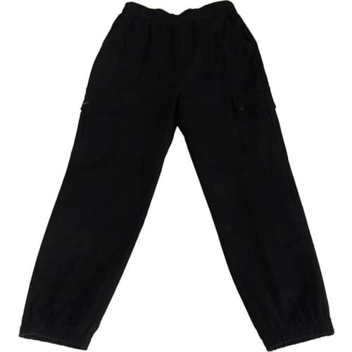 Man Black Fleece Overalls Casual Straight Cotton Long Trousers 2021 Spring Autumn Mens Multi-Pocket Cargo Pants