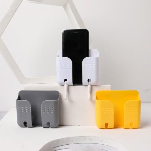 Wall Mounted Storage Box Remote Control Organizer Charging Case Mobile Phone Plug Charging Holder Rack Home Multifunction Stand