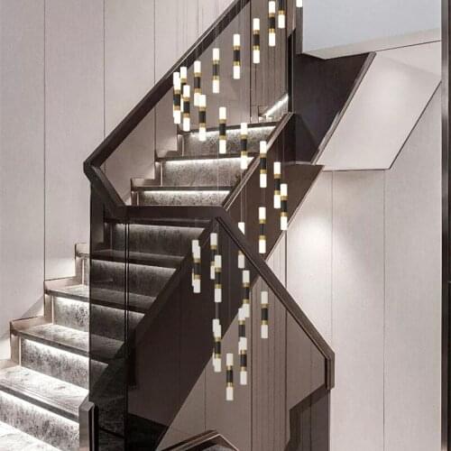 New Stair Long Chandelier Lighting Modern HangLamp For Living Room Long Plate Dining Room Pendant Villa Rotating Indoor Lamp