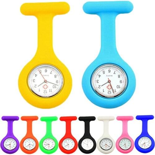 New Solid Color Clip On Analog Digital Cute Silicone High Quality Nurse Watch Brooch Fob Pocket Tunic Quartz Movement Watch