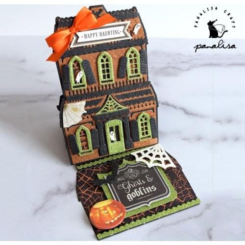 Panalisacraft Halloween House Castle Metal Cutting Dies And Stamps cut die scrapbooking Album Paper Card Craft Embossing
