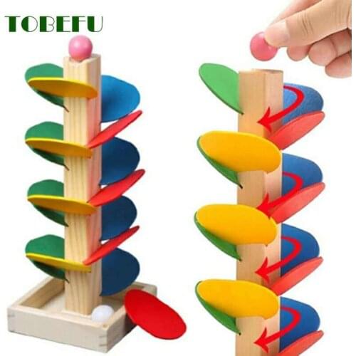 TOBEFU Montessori Educational Toy Blocks Wooden Tree Marble Ball Run Track Game Baby Kids Intelligence Early Juguetes Educativos