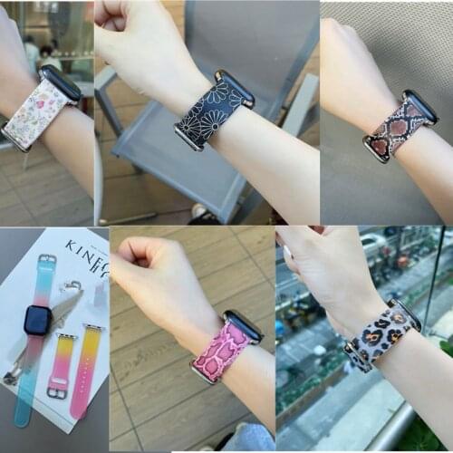 Summer Watchstrap For Apple iWatch SE 6 5 4 3 2 1 strap 38mm/40mm/42mm/44mm Luxury Snake Leopard Gradient Thin watch loop strap