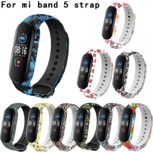 For Mi Band 5 Bracelet Color pattern Wrist band For Xiaomi Mi Band 5 Bracelet Silicone Miband 5 Watch Band Replacement Strap