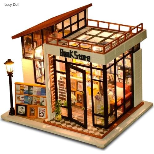 Assemble Diy Doll House Toy Wooden Miniatura Doll Houses Miniature Kit Box Dollhouse Toys With Furniture Led Light Birthday Gift