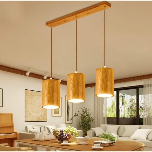 Nordic simple Wood Pendant Lights led hanging lamp Kitchen Island bar hotel home decor E27