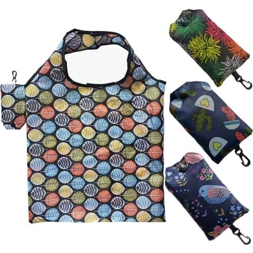 Foldable Shopping Bags for Groceries Recyclable Eco-Friendly Tote Pouch With Hook Heavy Duty Washable Shopping Bag Multi Colors