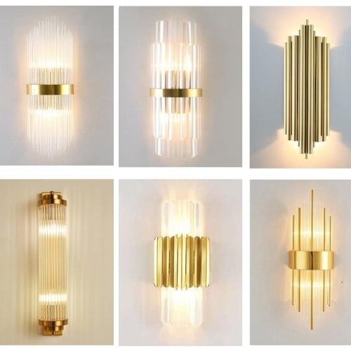 Modern Gold LED Wall Lamp Luxury Crystal Lustre Wall Sconce Indoor Lighting for Kitchen Living Room Bedroom Dining Room Corridor