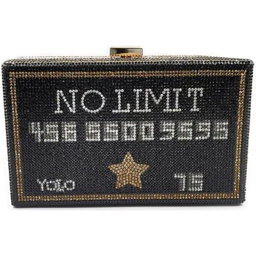 Bags for Woman No Limit Black Card Women Crystal Clutch Purse Metal Box Evening Bags Wedding Party Handbags Cocktail Dinner Bag