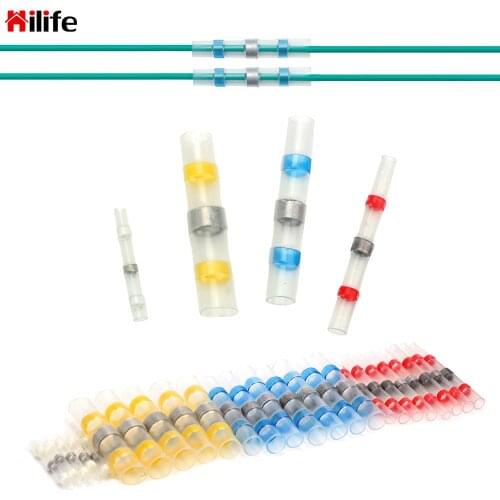 HILIFE Welding Solder Seal Sleeve Mixed Heat Shrink Connector 10/50Pcs Terminal Block Solder Ring Heat Shrinkable Terminal