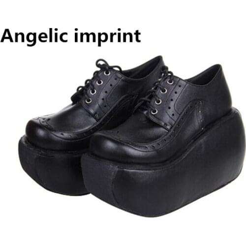 Angelic imprint mori girl lolita shoes woman cosplay shoes lady super high heels wedges Pumps women single shoes lace up 33-47