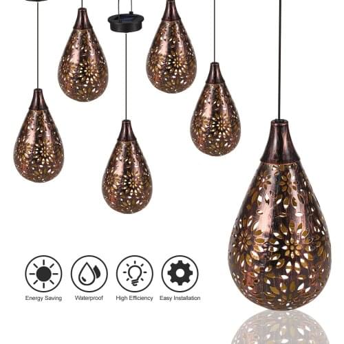 Waterproof Solar Light Solar Powered Lamp Tree Hanging LED Ceiling Light Projection Solar Light Decorative Lantern Yard Pathway