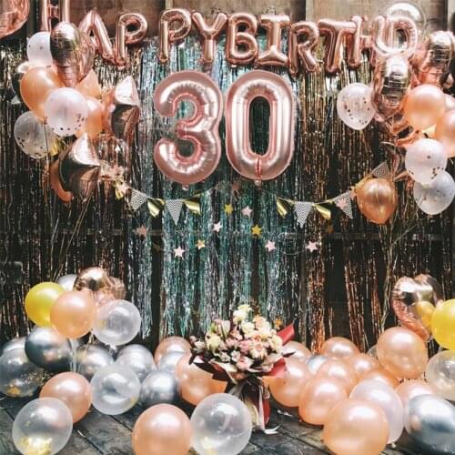 Rose Gold Happy Birthday letter Balloons Helium Number Foil Balloon for Adult 30 40 50 60 yeas old Birthday Party Decorations