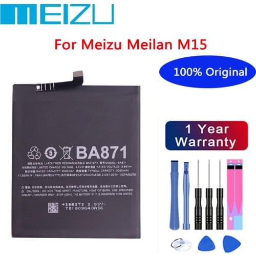 Meizu High Quality 100% Original Battery 3060mAh BA871 For Meizu Meilan M15 Smartphone Batteries+Free tools