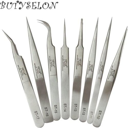 High Quailty 100% Brand Stainless Steel Anti-static Eyelash Tweezers Eyelash Extension Tweezer Tools for Eye Lash Extension