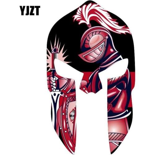 YJZT 8.7CM*15.2CM SPARTAN HELMET RED KINGHT Originality Reflective Car decal C1-7015