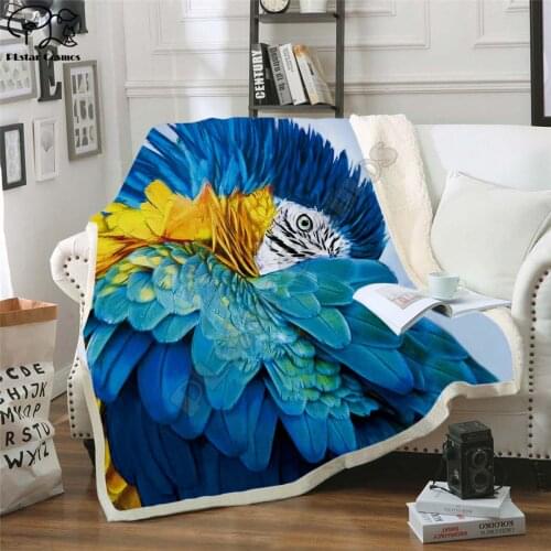Parrot Funny Animals Blanket 3D printed Sherpa Blanket on Bed Home Textiles Dreamlike HOME ACCESSORIES style-2