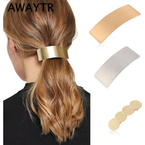 AWAYTR Simple Korean Metal Hair Clips For Women Hairpin Headwear Hair Barrette Ponytail Holder Girls Hair Accessories Female