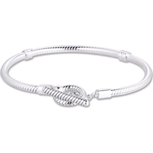CKK 925 Sterling Silver Jewelry Moments T-Bar Snake Chain Bracelets for Women DIY Making Charm Bracelet argent 925 pulseras