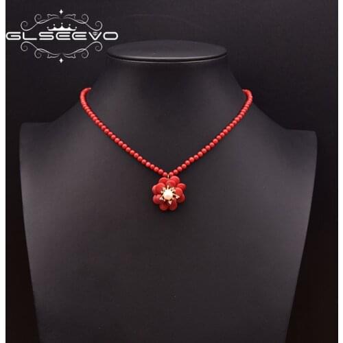 GLSEEVO Natural Freshwater Pearl Necklace Female Coral Necklace Necklace Party Birthday Gift Pendant Style Simple Jewelry GN0278