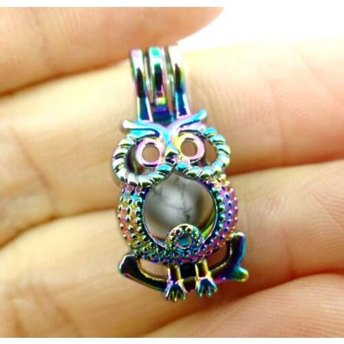 10PC Natural Stone aventurine Quartz Crystal Opal amethyst Lucky bead Titanium owl Pendant for Diy Jewelry Making necklace