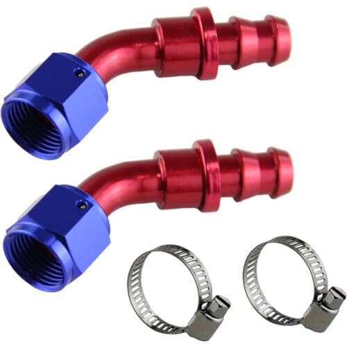 AN 8 45 Degree Push On Lock Socketless Oil Fuel Line Hose End Fitting Adapter