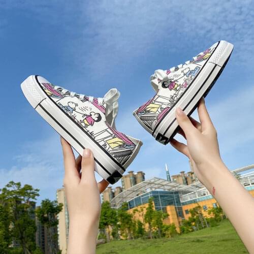 2021 New Spring Autumn Female Fashion Vulcanize Sneakers Womens Sports Shoes Kawaii Anime Casual Flats Tennis Footwear