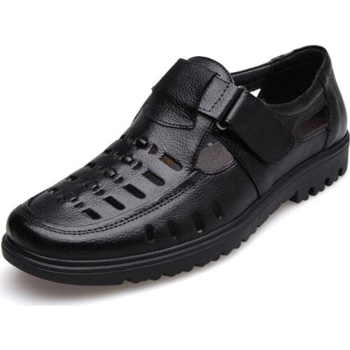 2021Sandals Summer New Shoes Genuine Leather High Quality Mens Casual Shoes Male Brand Sandals Non-slip